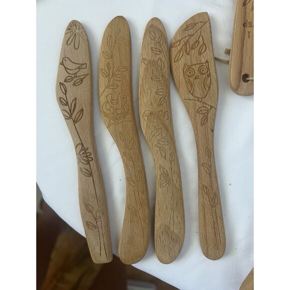 Talisman Designs Engraved Beechwood Kitchen Utensil Lot Spoons Cups Spreaders - Picture 10 of 14
